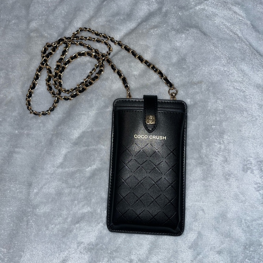 CHANEL Black Mini Bag with Gold Chain